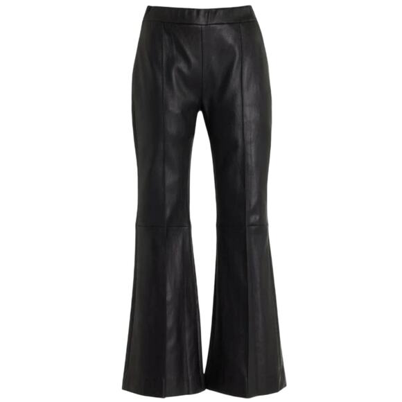 Rosetta Getty Pintuck Flare Pants Black Leather Pull-On size 2 - Picture 1 of 15